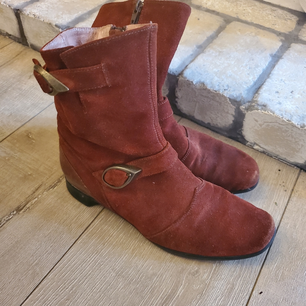 Naot Burgundy red brown leather boots 38